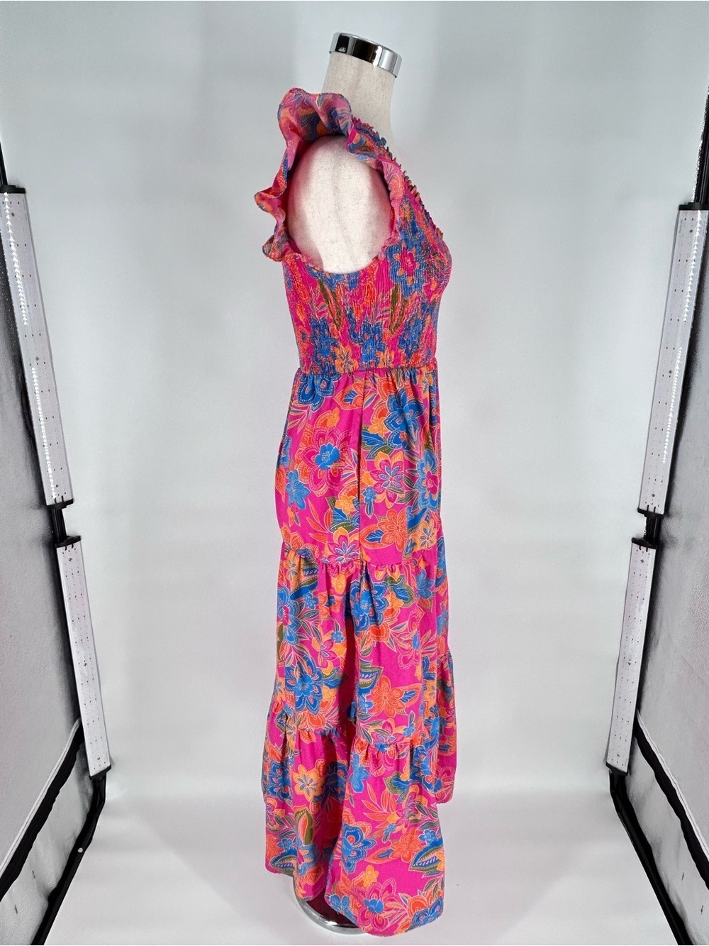 Sugarlips Floral Smocked Bodice Tiered Ruffle Midi Dress Medium - Picture 8 of 13